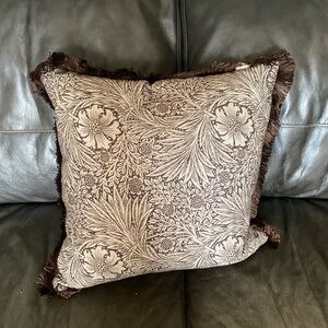 Brown Floral Decorative Pillows with Fringe